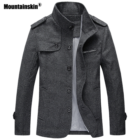 Mountainskin Winter Autumn Men's Wool Jacket Men's Casual Stand Collar Jacket Solid Loose Coat Male Brand Clothing M~4XL SA803 ► Photo 1/6