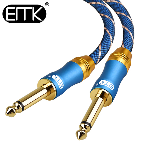 EMK Mono 6.35mm 1/4'' Audio Cable 6.3 Aux Cable Nylon Braided Jack Male to Male Cord Guitar Cable 1m 5m 8m for Mixer Amplifier ► Photo 1/6