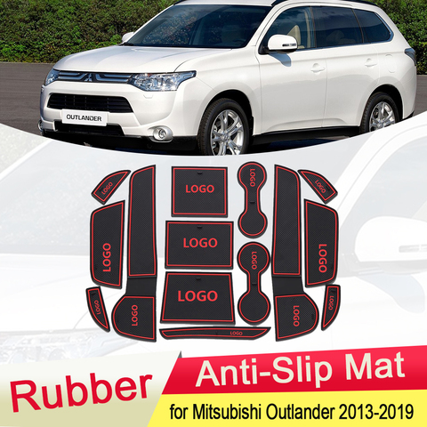 for Mitsubishi Outlander MK3 2013~2022 Rubber Anti-slip Mat Door Groove Cup pad Gate slot Coaster Car Accessories 2014 2015 2016 ► Photo 1/6