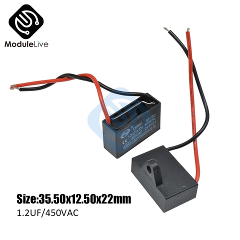 CBB61 Starting Capacitance AC Fan Capacitor 2 Wires 1.2UF/450V AC Terminal Ceiling Fan Motor  Rectangle Capacitor Electronic Kit ► Photo 1/1