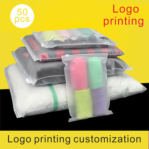 Frosted plastic packaging bag travel storage bag custom logo waterproof bag zipper lock self-sealing clothing packaging bag ► Photo 1/6