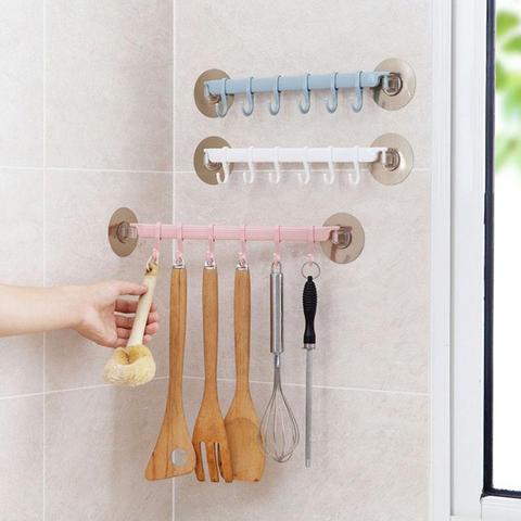 1pcs Wall Corner Strong Adhesive Hook Kitchen Wall Hanging 6 Row Hook Bathroom Corner Nail-Free Seamless Hanger Hook ► Photo 1/6