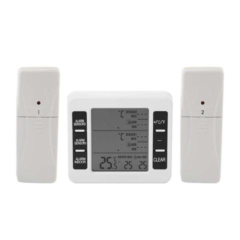 Wireless Digital Audible Alarm Refrigerator Thermometer with 2pcs Sensor Household Indoor Outdoor Thermometer Household ► Photo 1/6