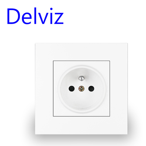 Delviz Wall White Panel Socket Power Plug Grounded 16A European EU AC110V~250V 86mm Round hole French standard Electrical Outlet ► Photo 1/6