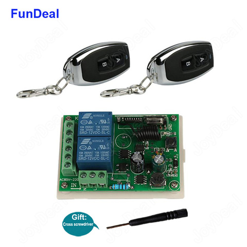 433Mhz Universal Wireless RF Remote Control Switch AC 110V 220V 2CH Relay Light Door Receiver Module And 433 Mhz Remote Controls ► Photo 1/6