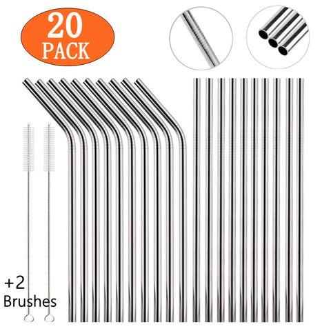 6*215mm 10 Colors Eco-friendly Reusable Metal Straws Set 304 Stainless Steel Drinking Straw Cocktail Party Favor Bar Accessory ► Photo 1/6