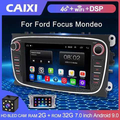 2 Din Radio Android 9.0 2GB RAM Car Multimedia Video Player Navigation GPS DVD 2 din For Ford Focus S-Max Mondeo 9 Galaxy C-Max ► Photo 1/6