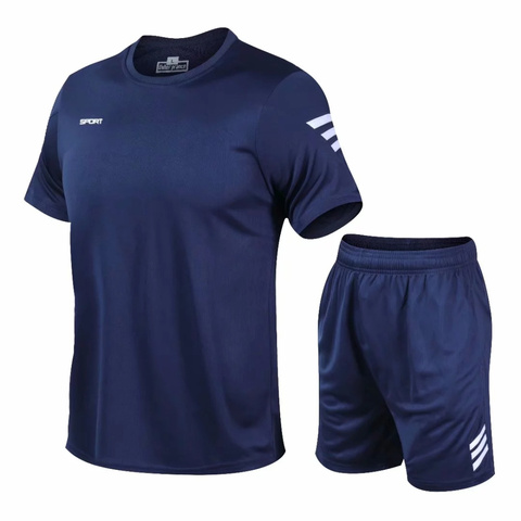 2 Pcs/Set Men's Tracksuit Gym Fitness badminton Sports Suit Clothes Running Jogging Sport Wear Exercise Workout set sportswear ► Photo 1/6