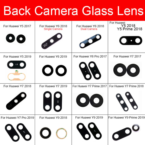 Back Rear Camera Glass Lens With Sticker For Huawei Y5 Y6 Y7 Y9 Pro Prime 2017 2022 Dual Single Main Camera Glass Parts ► Photo 1/6
