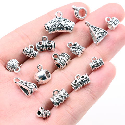 20pcs/lot DIY Handmade Beads Bails Pendants Jewelry Making DIY Necklace Antique Silver Color Bails Pendant Charm Beads Bails ► Photo 1/5