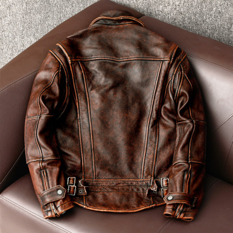 Winter Mens Leather Jacket Real Cow Leather Coat Motorcycle Vintage Short Coats and Jackets Chaqueta De Los Hombres 2022 WPY2039 ► Photo 1/6
