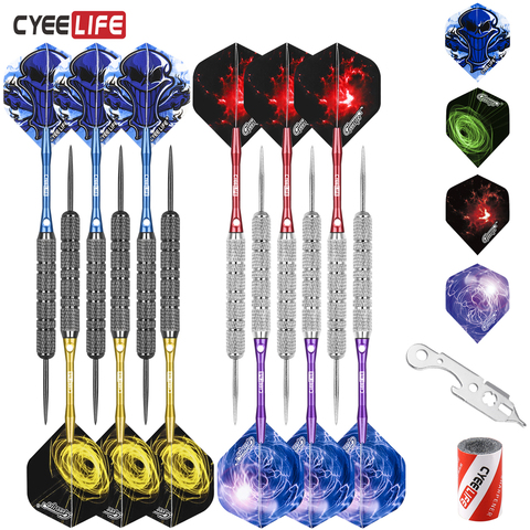 CyeeLife 12Packs Steel tip darts with 4 colors Aluminium Shafts+Tool+16 Flights+Sharpener,House Darts set ► Photo 1/6