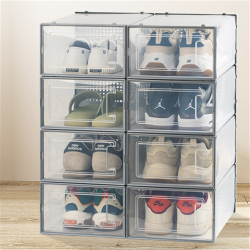 Stackable Dustproof Shoes Storage Container Display Box Clamshell Organizer Case 