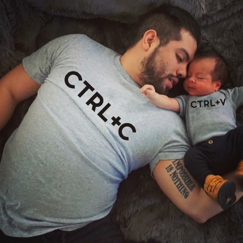 Ctrl+C and Ctrl+V Printed Matching Dad T-shirt Baby Bodysuit Perfect Gift for Father's Day Family Clothes ► Photo 1/1