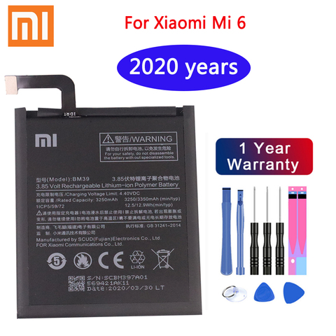 2022 years Xiaomi 100% Original Phone Battery BM39 For Xiaomi Mi 6 Mi6 3250mAh High Capacity Replacement Battery Free Tools ► Photo 1/4