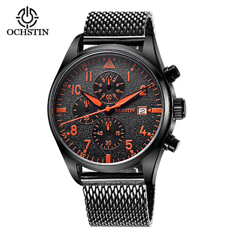 OCHSTIN Men Pilot Watches Luxury Stainless Steel Waterproof Chronograph Fashion Sport Quartz Watches For Men Relogio Masculino ► Photo 1/6