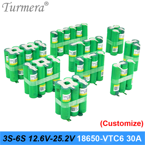 3S 4S 5S 6S 12.6V 16.8V 18V 25V 18650 Battery Pack US18650VTC6 3000mAh 600mAh 30A  for shura screwdriver battery (customize) ► Photo 1/6