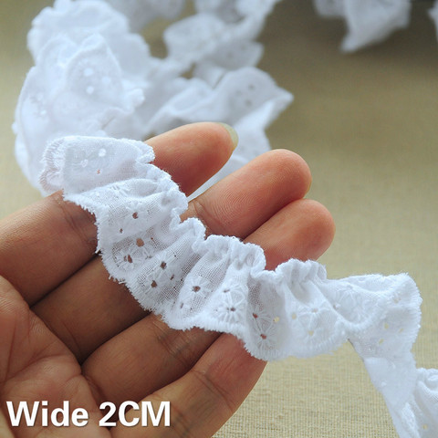 2CM Wide White Cotton Embroidered Elastic Lace Cord Clothing Collar Cuffs Lace Edging Trim Decor DIY Dress Sewing Splice Supply ► Photo 1/3