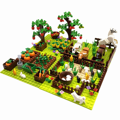 Farm Animals Trees Plants Building Blocks for Kids MOC Compatible Classic Bricks Toys for Children Juguetes Bloques Base Plate ► Photo 1/6