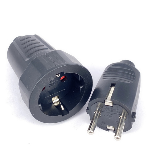 Black PVC 16A 250V EU power cord male female wiring plug detachable assembly electric plug socket for German France Korea Russia ► Photo 1/6