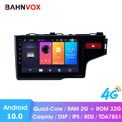 9'' IPS Android 10.0 2 Din Car Multimedia Player AutoRadio Stereo For Honda Fit RHD 2014 2017 GPS Navigation 4G Player ► Photo 1/6
