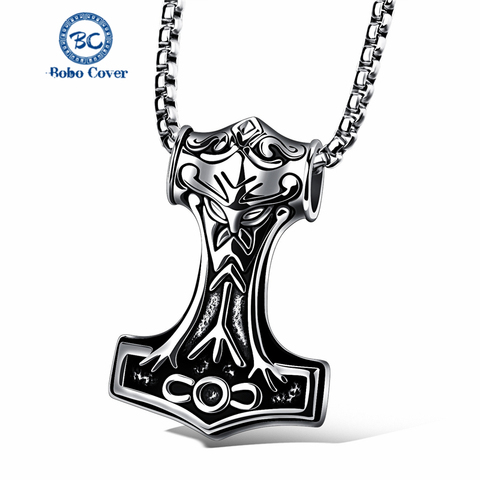 New Retro Viking Pendant Men’s Necklace Titanium Steel Accessories Punk Thor’s Hammer Pendant vintage jewelry men Birthday Gifts ► Photo 1/6