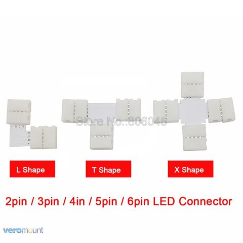 5pcs/lot LED Strip Corner Connector 2pin 3pin 4pin 5pin 6pin L Shape / T Shape / X Shape Free Welding Solderless Easy Connector ► Photo 1/1