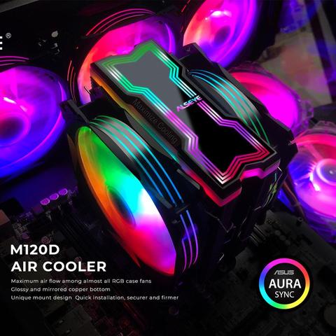ALSEYE M120D CPU Cooler Adjustable RGB Lighting 120mm PWM 4 Pin Support 5V-3pin Aura/RGB FUSION Heat-Pipe Cooler Support LGA1200 ► Photo 1/6