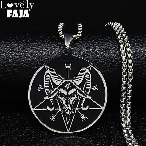 2022 Fashion Sheep Head Satan Stainless Steel Necklaces Men Black Enamel Necklace Chain Jewelry Gift Jewelry bisuteria N3226S03 ► Photo 1/6