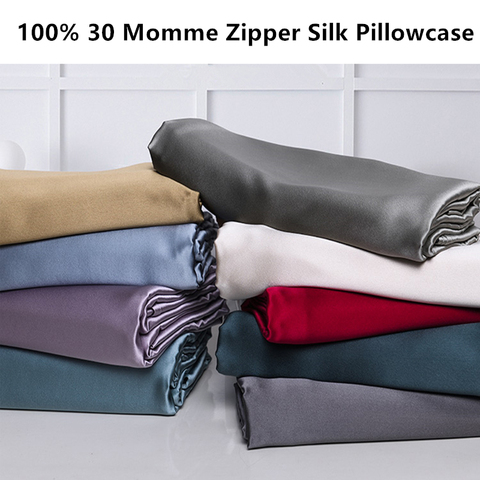 Silk Zipper Pillowcase 1pc 30mm 100% Mulberry Silk Solid Color Comfortable Ventilate Many Sizes Customized Sizes ► Photo 1/5