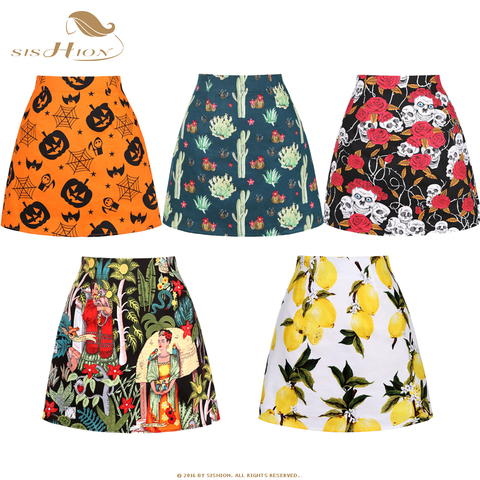 SISHION Dropshipping Floral Toucan Print Mini Skirt SS0008 Cotton Vintage Slim Retro Sexy Skirts Womens Ladies Women Skirt ► Photo 1/6