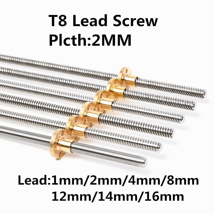 Color : Pitch 1mm Lead 1mm, Guide Length : 400mm 3D Printer Trapezoidal Rod T8 Lead Screw Thread 8mm Lead1mm Length100mm200mm300mm400mm500mm600mm with Brass Nut 