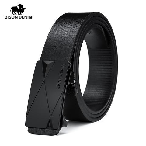 BISON DENIM Belt for Men Geuine Leather Alloy Automatic Buckle Fashion Brand Classic Luxury Business Cow Leather Men Belt N71578 ► Photo 1/6