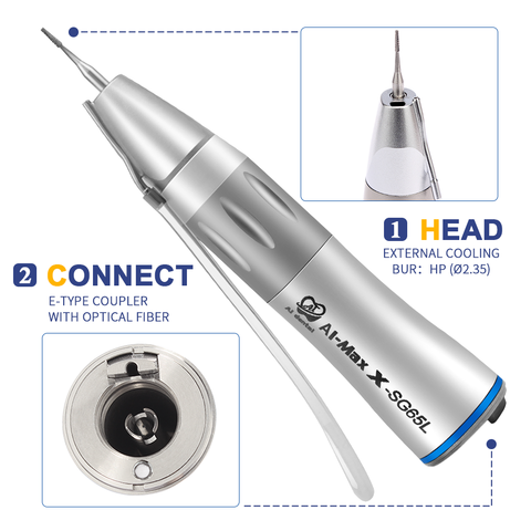 Fiber optic led electric micromotor XSG65L 1:1 low speed outer spray korea implant straight dental handpiece ► Photo 1/6