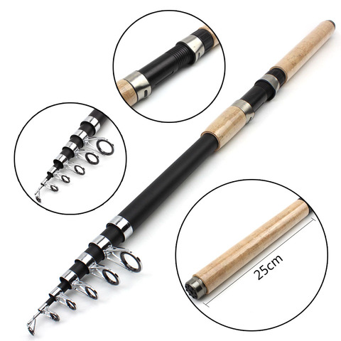 2.1M-4.5M Top Quality Carbon Telescopic Fishing Rods Spinning Fishing Pole  Lure Weight 30-150g wooden handle sea rock fishing ► Photo 1/6