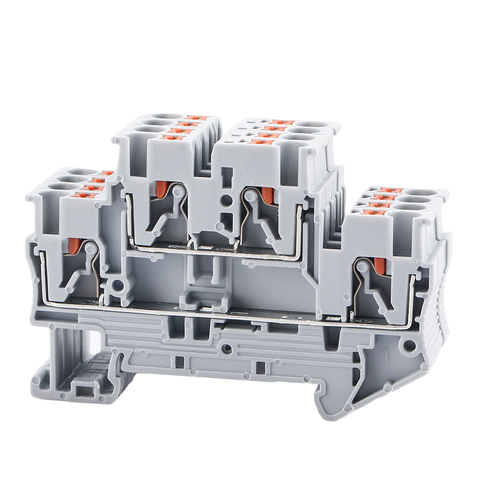Din Rail Terminal Block PTTB-2.5 Electrical Connector Double Layer Spring Wiring Connection Wire Conductor 10pcs Terminal Block ► Photo 1/6