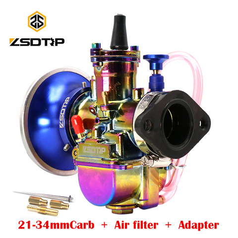 ZSDTRP 1 Set Universal 21 24 26 28 30 32 34 2T 4T For PWK Carburetor Motorcycle Carburador With Adapter Air Filter For 75-250cc ► Photo 1/6