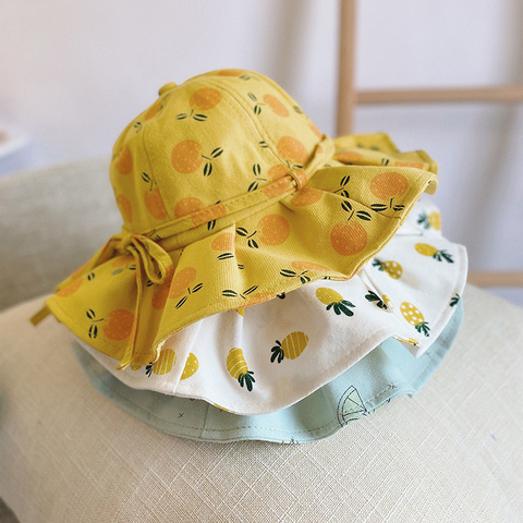 Cute Summer Baby Girl Bucket Hat Print Outdoor Bowknot Kids Girl Sun Hat Children Intant Toddler Panama Beach Cap ► Photo 1/6