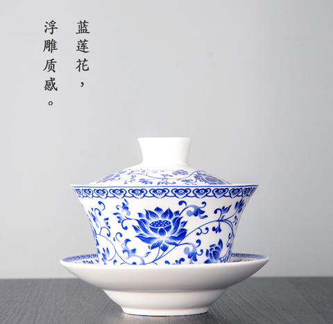 Chinese Tea Set Bone China Tea Sets Dehua Gaiwan Tea Porcelain Pot Set Drinkware 