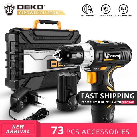 DEKO GCD12DU3 12V Max DC Household Cordless Drill Lithium Battery Mini Power Driver Electric Screwdriver Woodworking Power Tools ► Photo 1/6