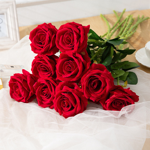 10Pcs Artificial Rose Latex Fake Flowers Floral Bouquet Valentines Wedding Decor 