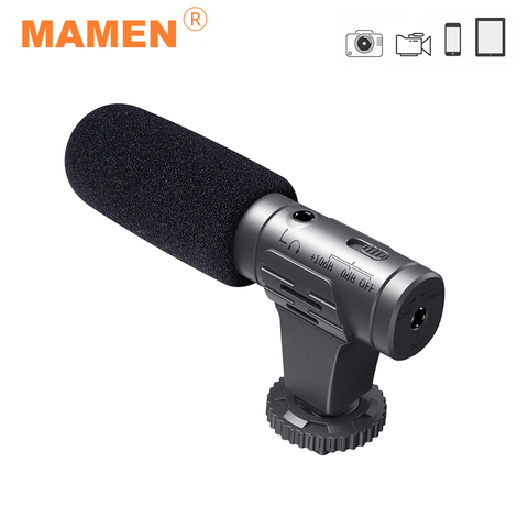 MAMEN 3.5mm Real-time Monitoring Recording Microphone Hypercardioid Condenser Microfone For Phone Camera Vlog Shooting Interview ► Photo 1/6