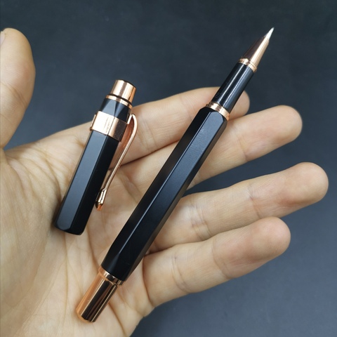 Rare Old Stock Wing Sung 095 Fountain Pen Hexagon Black Metal Ink Pen Bronze Clip F Nib Stationery Office school supplies ► Photo 1/6