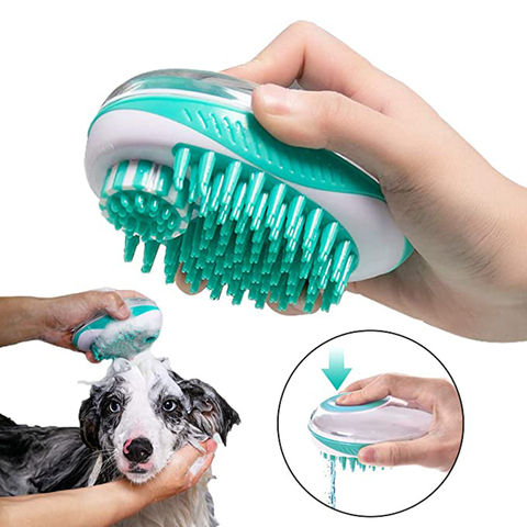 2 in 1 Pet Dog Bath Brush Comb Pet SPA Massage Brush Silicone Dogs Cats Shower Hair Grooming Cmob Dog Cleaning Tool Pet Supplies ► Photo 1/6