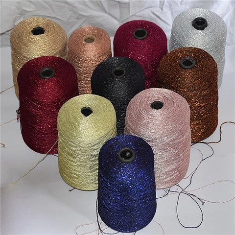 500g Fine Hollow Yarn Gold Silver Silk Bright Metallized Needle Thread Yarn DIY Handmade Accessories Colourful Crochet Wool Line ► Photo 1/6