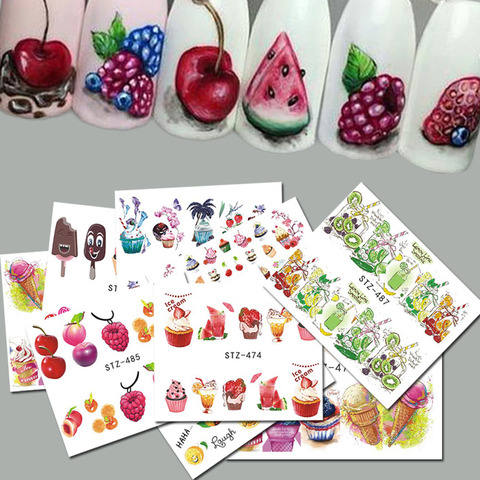 18pcs Sweets Ice Cream Summer Nail Sticker Mixed Colorful Fruit DIY Water Decals Nail Art Decorations Manicure Tool TRSTZ471-488 ► Photo 1/6
