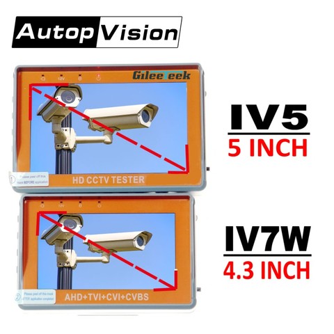 IV7W IV5 IV7A 4.3/5 inch 5/8MP cctv camera Tester portabl AHD TVI CVI CVBS CCTV Tester monitor wrist style Support UTP PTZ RS485 ► Photo 1/6