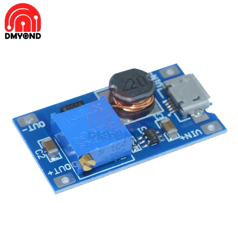 2A Boost Step Up Small Converter Board Module MT3608 with MicroUSB DC-DC Step Up Power Module Adjustable Booster Power Module ► Photo 1/6