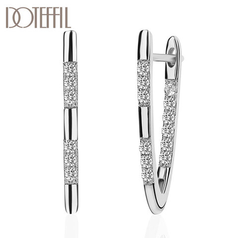 DOTEFFIL 925 Sterling Silver/18K Gold/Rose Gold AAA Zircon Charm Earrings For Women Jewelry Fashion Wedding Party Gift ► Photo 1/5