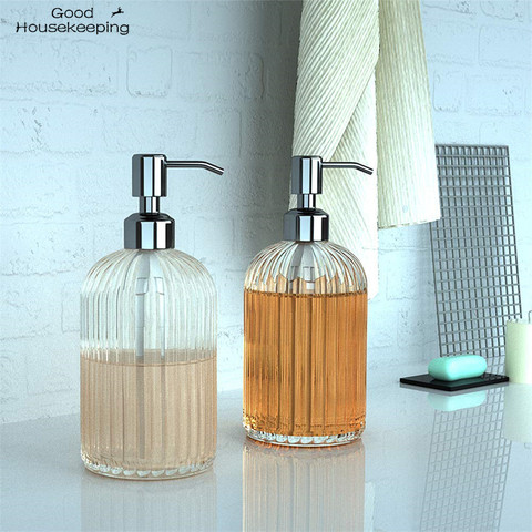 High Quality Large 18oz Manual Soap Dispenser Clear Glass Hand Sanitizer Bottle Containers Press Empty Bottles Bathroom#GH ► Photo 1/6